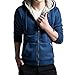 Unko Men's Casual Faux Fur Hoodies Outwear Sweatshirt M Blue