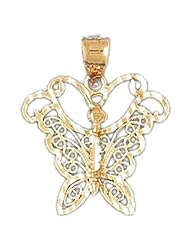 Dazzlers Solid 14k Gold Filigree Butterfly Charm Pendant Available in three colors from jewelsberry (weights: 1.5 grams only)
