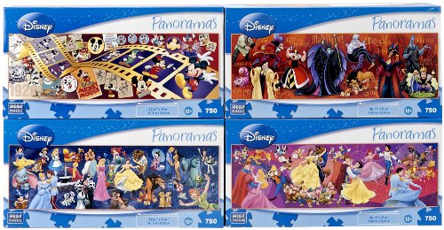 Megabrands Disney Panorama 750 Piece Puzzle Set - 4 Pack Bundle