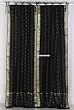 Tie Top Black Silk Sari Drapes, Panels, saree Curtains