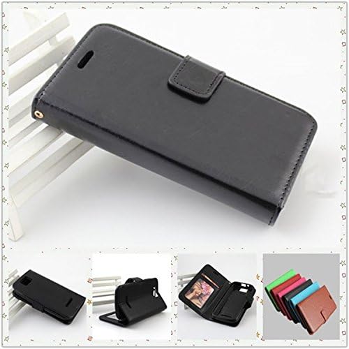 For BLU Dash JR 4.0 K D143K PERFECT FIT Luxury Leather Flip Wallet Case Cover Pocket Book with ID Showing Window (BLU Dash Jr 4.0 K D143K Black)