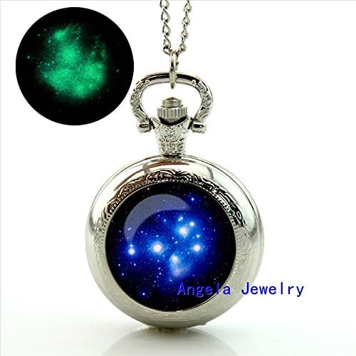Pretty Lee Fashion Pleiades Star Cluster Glowing Pocket Watch Necklace Star Jewelry Glow Pocket Watch
