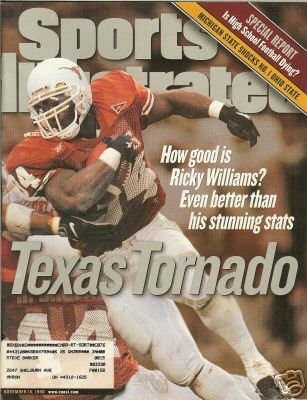 RICKY WILLIAMS TEXAS LONGHORNS SPORTS ILLUSTRATED TEXAS TORNADO 1998!