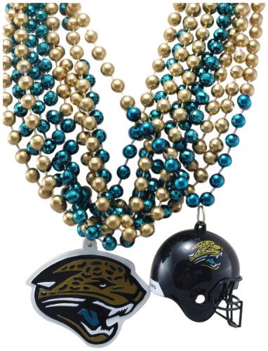 NFL Jacksonville Jaguars Team Medallion, Mini-Helmet and Mardi-Gras Bead Set