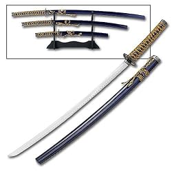 Classic Blue Bushido Katana 3 Piece Super Set