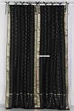 Tie Top Black Silk Sari Drapes, Panels, saree Curtains