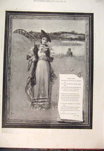 1894 Dear Lady Field Poem Pain Fine Art Old Print
