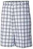 Cutter & Buck Men's CB Drytec Flat Front Tyler Plaid Short, White, 33