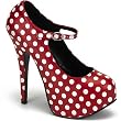 Bordello Women's TEEZE-08, 5 3/4" Heel Polka Dot Maryjane W/Concealed Platform