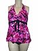 Womens Plus Size Tankini Bikini Briefs Swimsuit, 2 Piece, Multiple Prints 18-24 (20, Hot Pink/Black)