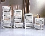 Hillsdale Furniture - White Triangle Wood w/Wicker 3-Basket Stand - 50277 - Free Shipping