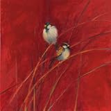 Crimson Sparrows I by Ellen Granter poster print,18 in. x 18 in.