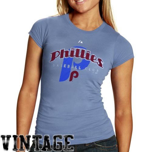 Majestic Philadelphia Phillies Ladies Light Blue Cooperstown Circus Catch T-shirt