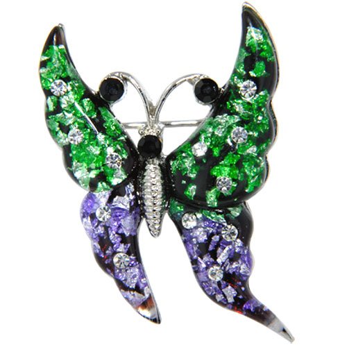 Green And Purple Butterfly Animal Pin Brooch