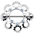 Light Blue Gem FLOWER BOUQUET Nipple Ring 7/8" 5mm