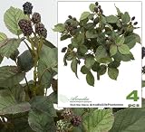 Four 17" Artificial Raspberry Bushes with Raspberry Clusters