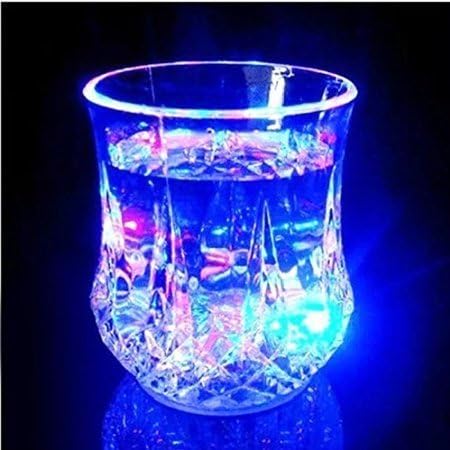 Palace R LED Water Beer Cups, Automatic Change Blinking Octagonal Water Tumblers Acrylic Flashing Drinkwares Colorful Beer Mugs Bubble Rocks Patten Drinking Cups for Night Party Bar Club