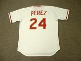 TONY PEREZ Cincinnati Reds 1975 Majestic Cooperstown Throwback Home Baseball Jersey, LARGE
