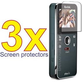3x Kodak PLAYFULL Video Camera Camcorder Premium Clear LCD Screen Protector Cover Guard... by