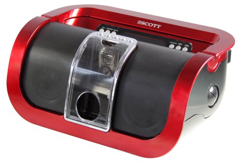 Scott i-SX 50 Tragbares Radio (UKW-/MW-Tuner, Dock, Ladeger&auml;t, USB) f&uuml;r Apple iPod rot