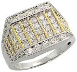 14K White Gold Men's Ring, w/ 2.19 Carats Brilliant Cut Diamonds, 5/8 in. (16mm) wide, size 9.5