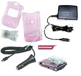Clear Pink Shield Phone Protector Case Faceplate for Motorola Razr V3 V3c + Car Charger + Travel Charger for Motorola Razr V3 V3