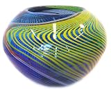 Murano Art Glass Bowl Vase blue with stripe lines A56