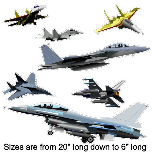 Peel and Stick Jet Fighter Decals Wall Stickers Repositionable (Sizes 6