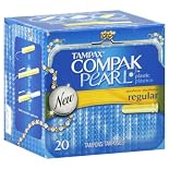 Tampax Compak Pearl Tampons, Plastic, Regular Absorbency, 20 ct.