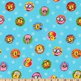 44'' Wide Wow Wow Wubbzy Circle Blue Fabric By The Yard