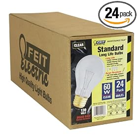 Feit Electric 60A CL MP-130 60-Watt A19 Household Bulb, Clear, 24 Pack by Feit Electric