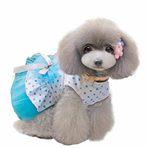 Pet Dog Dress,SJINC(TM) 2015 Romantic, Lovely, Puppy Dog, Princess, Tutu, Dress (XS, Blue)