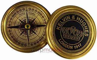 Doprmarket Handmade Maritime Kelvin &amp; Hughes London 1917 Nautical Sundial Compass with Poem Collectible