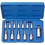 Neiko&reg; 10073A 1/4-inch, 3/8-inch and 1/2-inch Drive Torx Socket Set, Tamper Proof, Security Type | 13-Piece Set