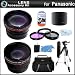 Lens Bundle Kit For Panasonic Lumix DMC-FZ150K DMC-FZ150 Digital Camera Includes HD 0.45x Wide Angle Lens w/ Macro Lens + HD 2x Telephoto Lens + 3pc Filter Kit (UV-CPL-FLD) + Deluxe Rugged Case + 57-inch Tripod + Much More