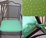 IMAGE OF Set of 6 Outdoor Chair Seat Cushion 20(w) 19.5(d) 2.5(h) - Appletini Green Dottie