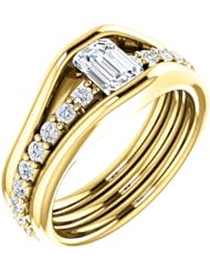 14K Yellow Gold Emerald Cut Diamond Ring -- LIFETIME WARRANTY