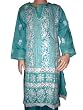 Kids Wear Salwar Kameez Teal White Therad Embroidered Lace Work Dupatta