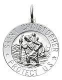 14k White Gold Round St. Christopher Medal
