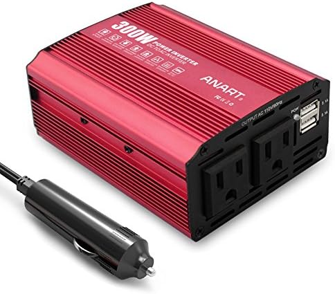 ANART® 300W Power Inverter DC 12V to 110V AC Car Converter with Dual Outlets &amp; Dual 2.1A USB Charging Ports