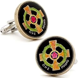 Hand Painted Irish Cross Coin Cufflinks