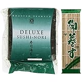 Nagai Deluxe Sushi Nori Full Sheet 50 Count + Wel Pac Sushimaki SU BAMBOO MAT 9.5"X9.5"