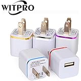 Wall Charger, 5 Pack 1A/5V Two-Tone Universal USB Ac Wall Travel Power Charger Adapter for iPhone 6/6S Plus 4/5/5S Samsung Galaxy HTC LG Huawei Google BLU 4/5/6/7 and Most Android Phones 5 Colors