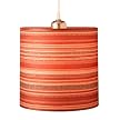 Fat Pendant Hanging Lamp with Stripe Shade - Red