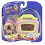 Littlest Pet Shop Pets On The Go Figure Persian Cat with Maroon Bow & Carry Case