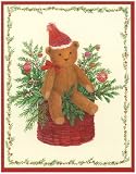Caspari Box of 20 3-3/4 by 4-3/4 Holiday Notecards, Teddybear