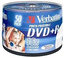 1x50 Verbatim DVD+R 4,7GB 16x Speed, photo printable