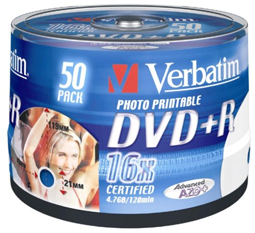 Verbatim  DVD+R 16x Speed 50er Spindel photo inkjet printable DVD-Rohlinge