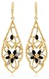 Yellow Gold Plated Sterling Silver Sapphire and Diamond Accent Flower Dangle Earrings