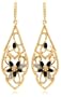 Yellow Gold Plated Sterling Silver Sapphire and Diamond Accent Flower Dangle Earrings